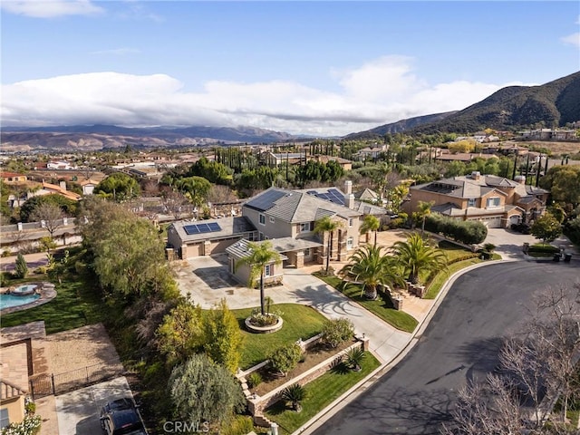 drone / aerial view with a mountain view