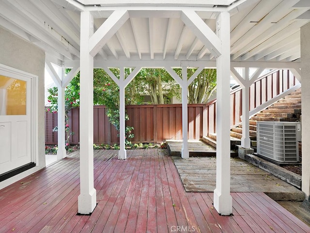 931 Gardenia Way, Corona Del Mar, CA 92625 - wooden terrace with central AC unit and fence