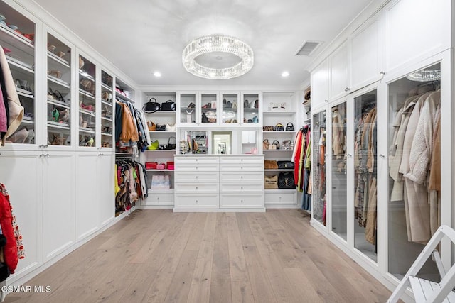 spacious closet with light wood-type flooring