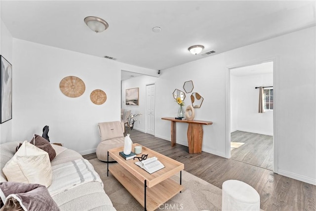 living room with wood-type flooring