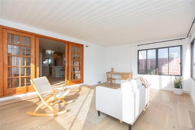 living room featuring light hardwood / wood-style flooring