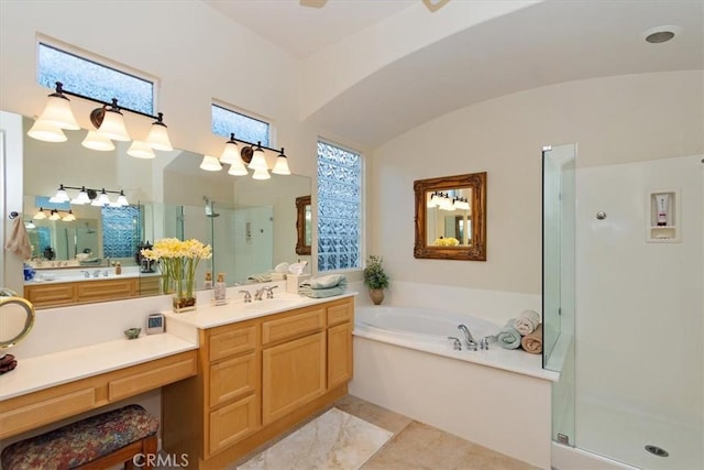 24238 Owl Ct, Corona, CA 92883 - full bath with a shower stall, vanity, and a garden tub