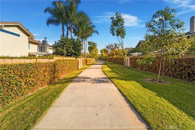 view of home's community with a lawn