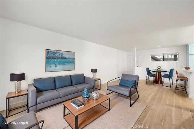 living room featuring light hardwood / wood-style floors