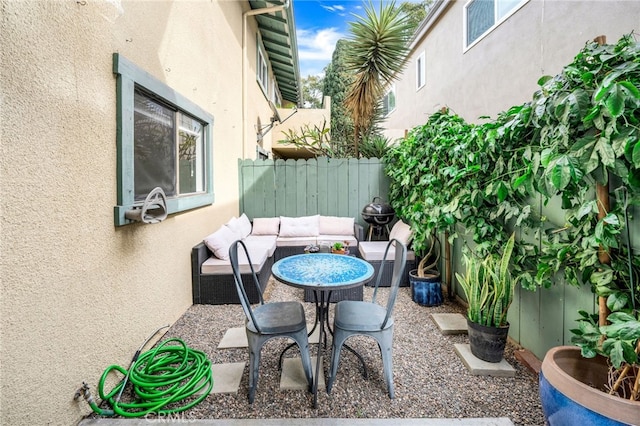 view of patio featuring an outdoor living space