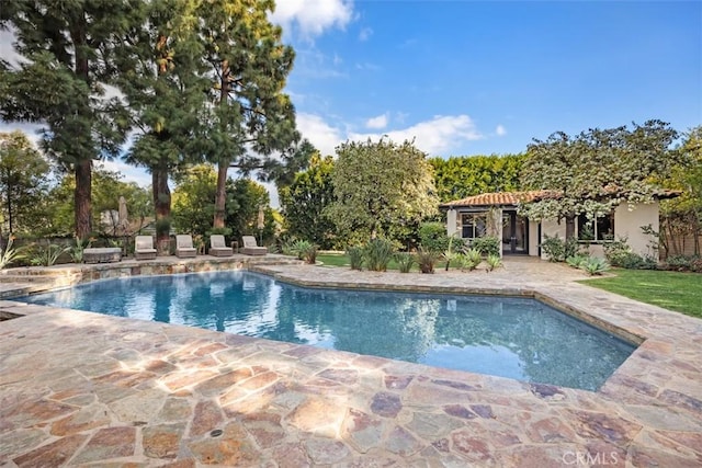 pool with a patio
