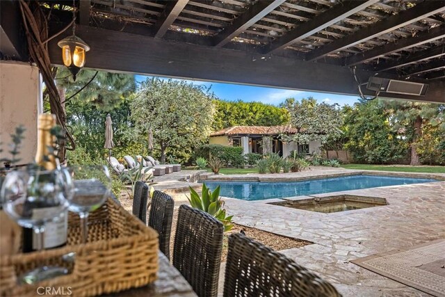 31872 Paseo Cielo, San Juan Capistrano, CA 92675 - swimming pool featuring a pergola, an outdoor structure, and a patio area