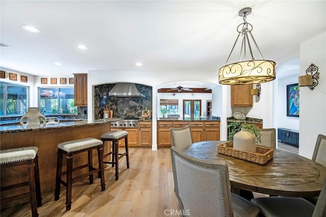 31872 Paseo Cielo, San Juan Capistrano, CA 92675 - dining space with light wood-style floors, plenty of natural light, a ceiling fan, and recessed lighting