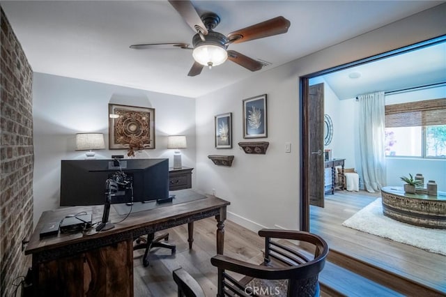 31872 Paseo Cielo, San Juan Capistrano, CA 92675 - office area with a ceiling fan, wood finished floors, and baseboards