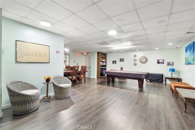 3565 Linden Ave Unit 220, Long Beach, CA 90807 - rec room with billiards, wood finished floors, and a paneled ceiling
