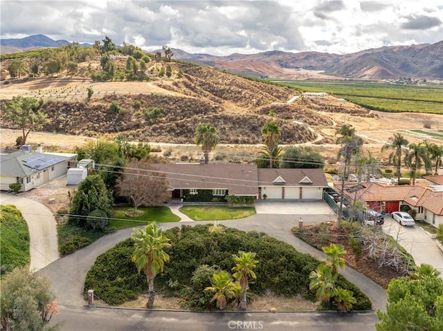 drone / aerial view with a mountain view