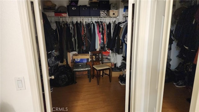 spacious closet with hardwood / wood-style flooring