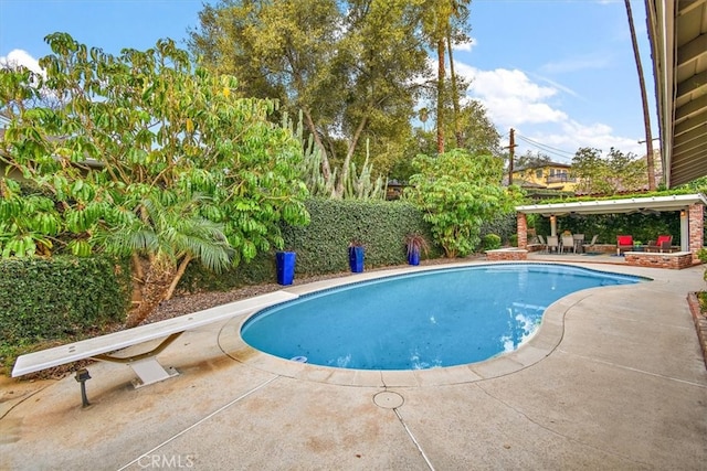 view of swimming pool with a patio area and a fenced in pool