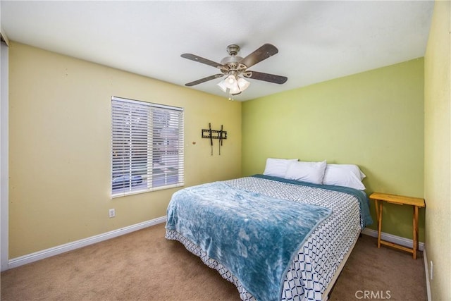 bedroom with carpet floors and ceiling fan