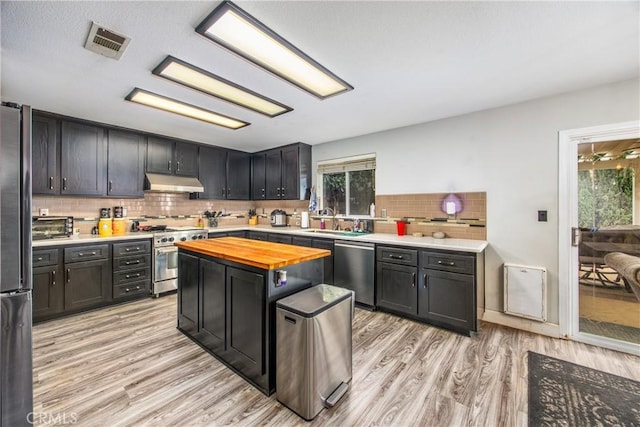 kitchen featuring wood counters, sink, a wealth of natural light, and stainless steel appliances