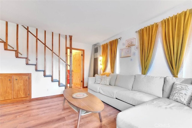 living room featuring light hardwood / wood-style flooring