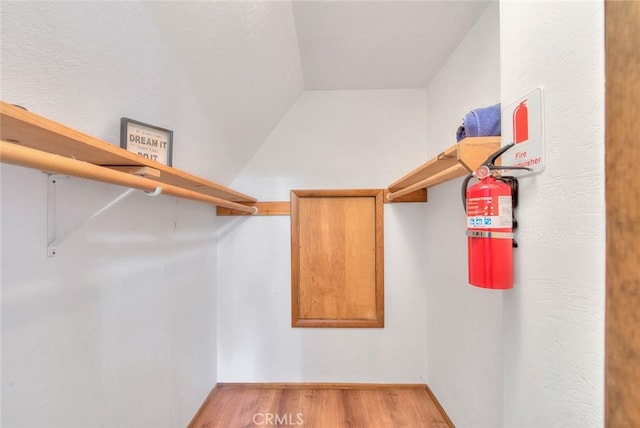 spacious closet with light hardwood / wood-style flooring