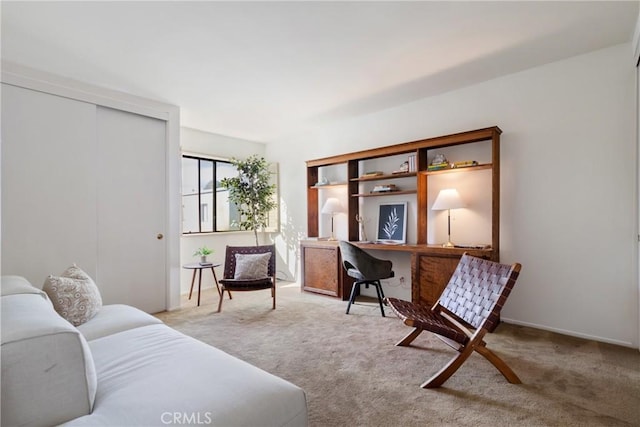 sitting room with light carpet