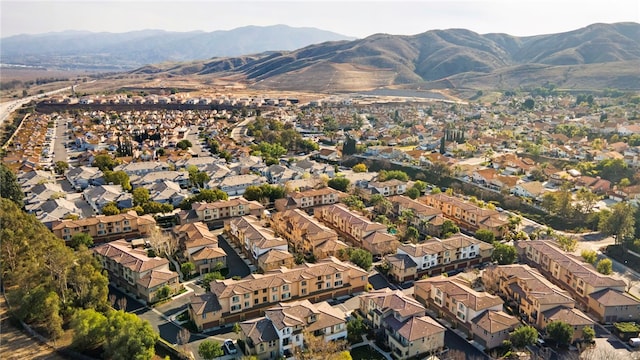 drone / aerial view with a mountain view