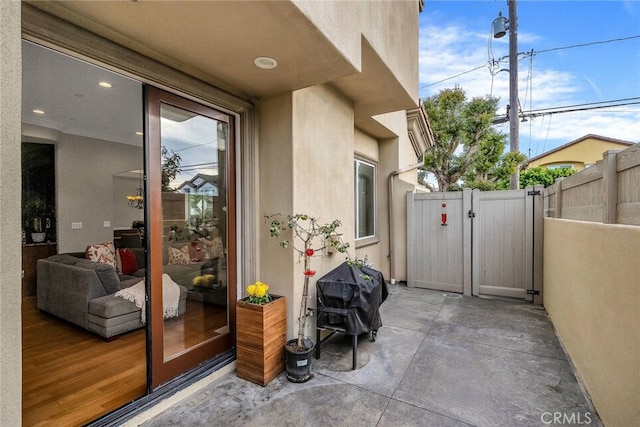 view of patio with a grill