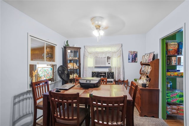 dining area featuring ceiling fan