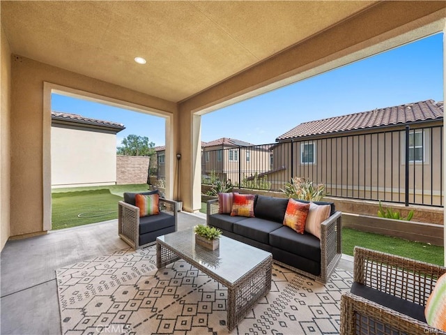 view of patio / terrace with an outdoor living space