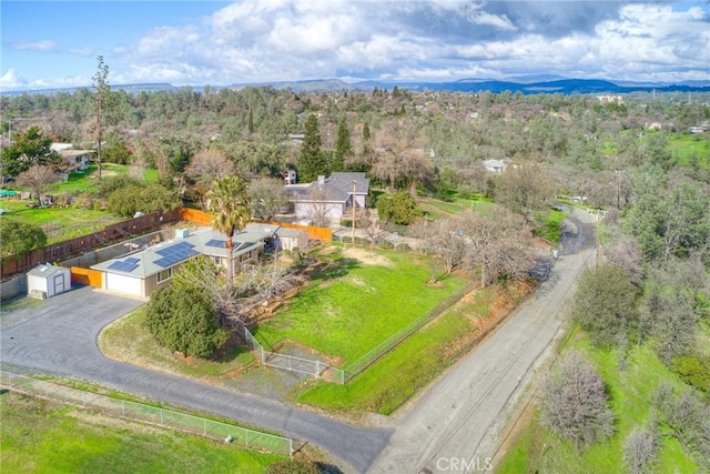 aerial view with a mountain view