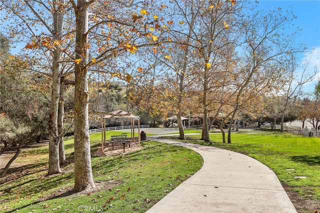 view of community with a gazebo and a yard