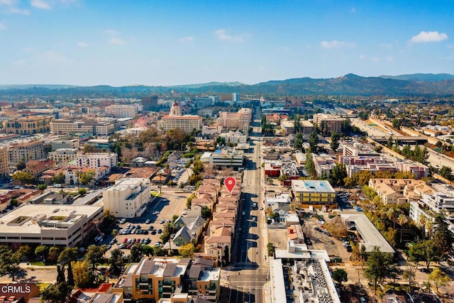 drone / aerial view with a mountain view