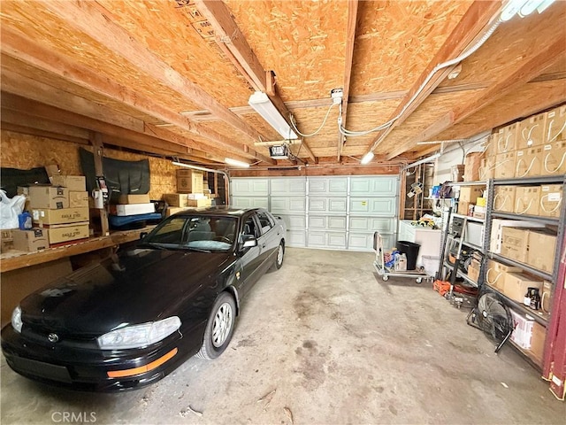 garage with a garage door opener