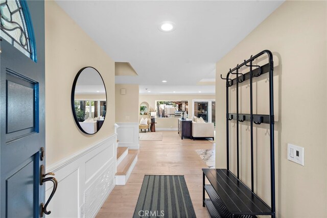 entryway with light wood-type flooring