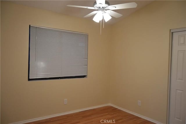 unfurnished room featuring ceiling fan and light wood-type flooring