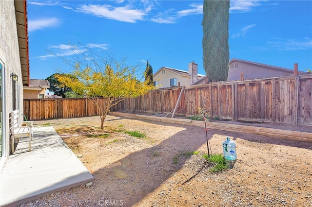 view of yard featuring a patio and a fenced backyard