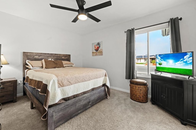 26639 Chambers Ave, Menifee, CA 92586 - bedroom with baseboards, light carpet, and ceiling fan