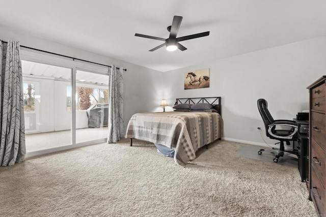 26639 Chambers Ave, Menifee, CA 92586 - carpeted bedroom featuring access to outside, a ceiling fan, and baseboards