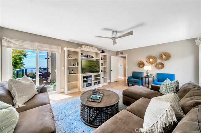 920 Quivera St, Laguna Beach, CA 92651 - living room featuring ceiling fan and wood finished floors
