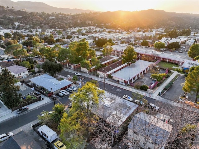 view of aerial view at dusk