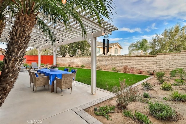 view of patio featuring a pergola