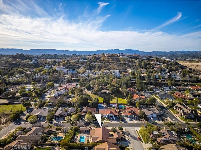 aerial view with a mountain view