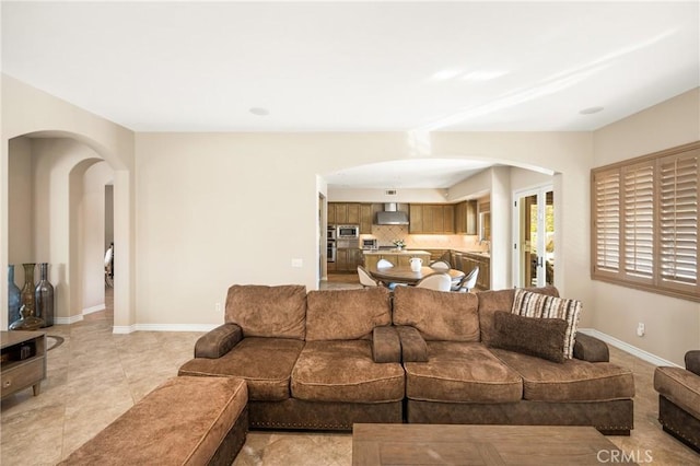 view of tiled living room