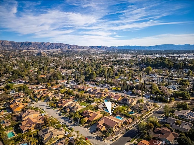 bird's eye view with a mountain view