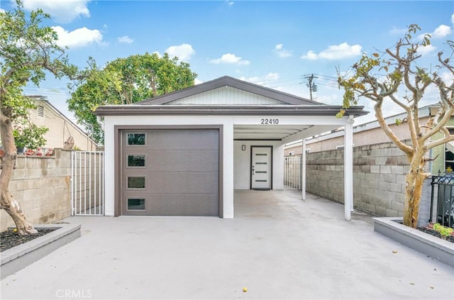 view of garage