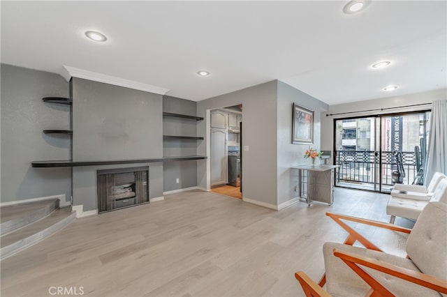 living room with light wood-type flooring