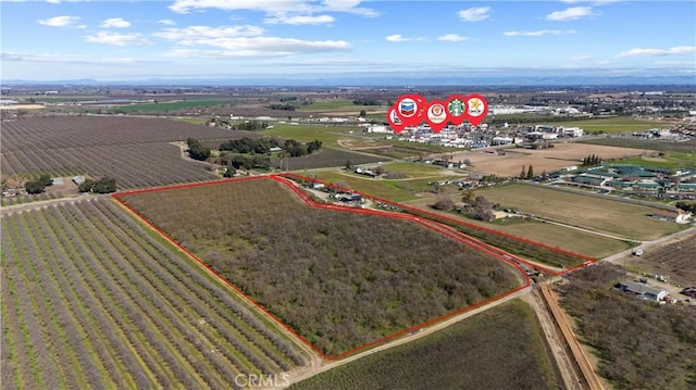 bird's eye view featuring a rural view