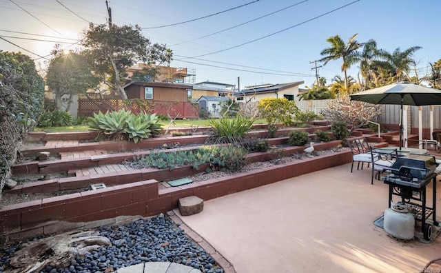 view of patio with area for grilling