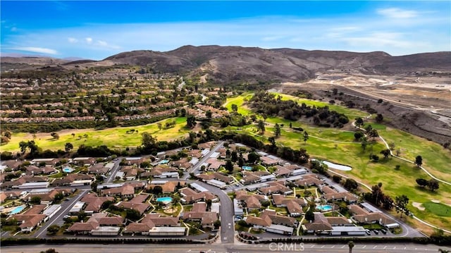 drone / aerial view featuring a mountain view