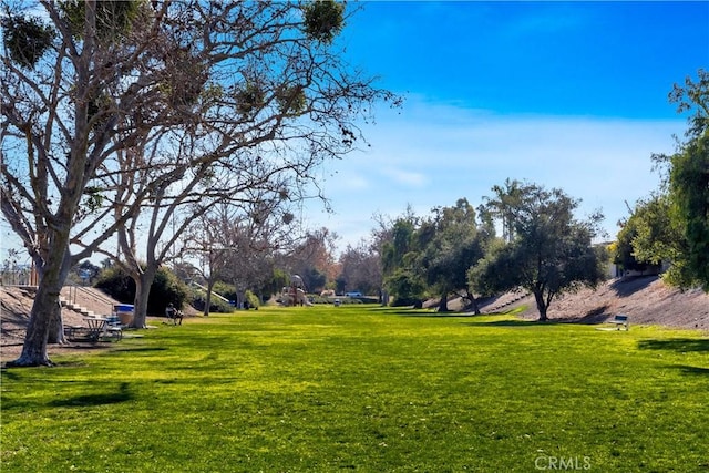 view of community featuring a lawn