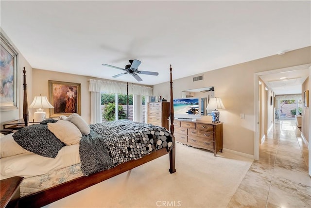 bedroom featuring ceiling fan