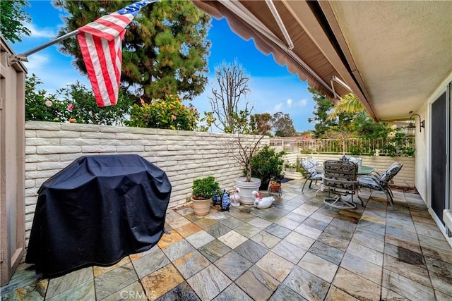 view of patio featuring grilling area