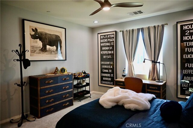 3554 Twinberry Ln, San Bernardino, CA 92407 - carpeted bedroom featuring a ceiling fan and recessed lighting